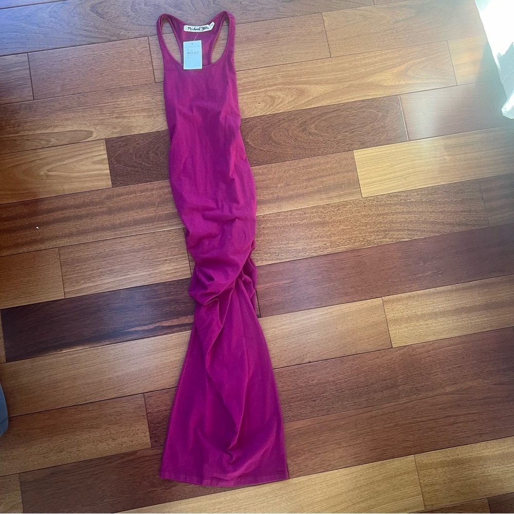 Michael Stars Ruched Tank midi dress in purple in Size XS.